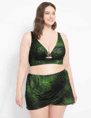 Dark Green Lane Bryant Faux-Wrap Swim Women Skirts | FLF1497MC