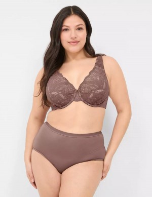 Deep Grey Brown Lane Bryant Lace Unlined Full Coverage Women Bralettes | MBG3651TV