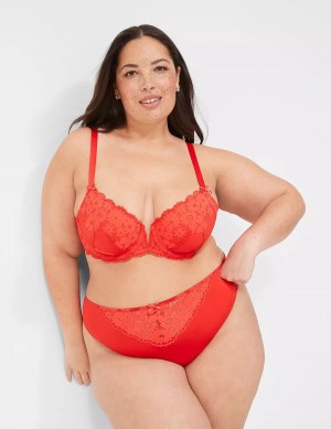 Deep Red Lane Bryant V-Wire Lace Women Balconette Bra | NPZ405CZ