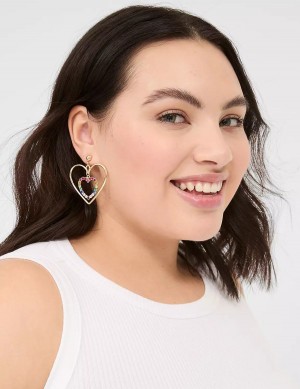 Gold Lane Bryant Pride Rainbow Heart Drop Women Earrings | YQY969NF