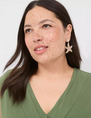 Gold Lane Bryant Summer Whimsy Starfish Statement Women Earrings | OTF465WE