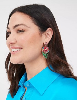 Gold Lane Bryant Summer Whimsy Tropical Leaf Statement Women Earrings | UKE4128NH