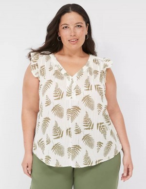 Green Lane Bryant Cap-Sleeve Woven & Knit Top Women T Shirts | CKD4222VJ