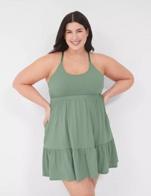 Green Lane Bryant Comfy Cotton Strappy-Back Chemise Women Dress | ZOZ1427EN