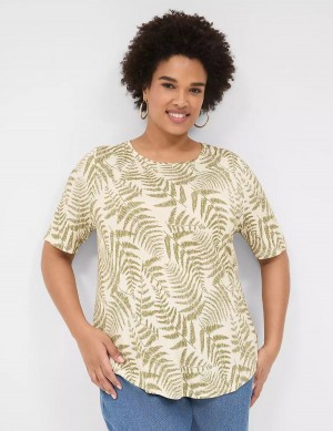 Green Lane Bryant Curved-Hem Perfect Sleeve Tee Women T Shirts | RKT4254XJ