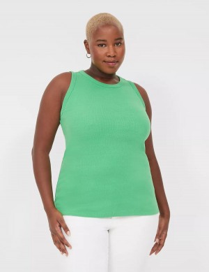 Green Lane Bryant Fitted High-Neck Ribbed Women Tank Top | UTI4272FI