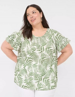 Green Lane Bryant Flutter-Sleeve Crew-Neck Top Women T Shirts | WKS2854ID