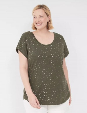 Green Lane Bryant Shimmer Foil Strappy-Back Tee Women T Shirts | DII5951XX