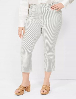 Green Stripes Lane Bryant 4-Season Slim Capri Women Pants | JVZ9848BL