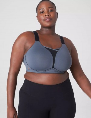 Grey Black Lane Bryant LIVI Wireless Medium-Impact Wicking Women Sports Bra | TRE3731EN