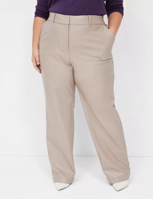 Grey Brown Lane Bryant Faux-Leather Straight Leg Women Pants | RAA7145CA