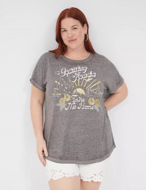 Grey Lane Bryant Country Roads Take Me Home Graphic Tee Women T Shirts | UAS5826RQ