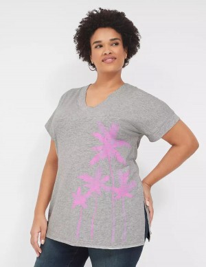 Grey Lane Bryant Palm Trees Graphic Easy Tunic Women T Shirts | COW214UF