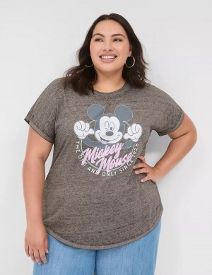 Grey Lane Bryant Scoop-Neck Mickey Graphic Tee Women T Shirts | XYK1054HG