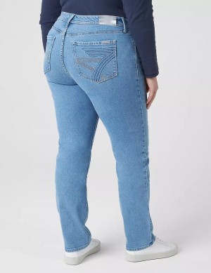 Light Blue Lane Bryant Seven7 Straight With Back Pocket Embroidery Women Jeans | TNS5550BX