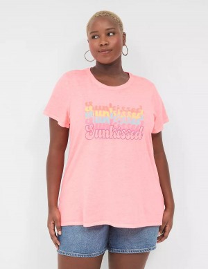 Light Coral Lane Bryant Embroidered Sunkissed Graphic Tee Women Tank Top | ETM9184RJ