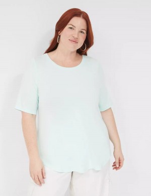 Light Green Lane Bryant Curved-Hem Perfect Sleeve Tee Women T Shirts | BUQ4335UT