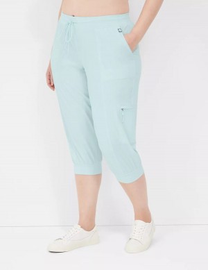 Light Green Lane Bryant LIVI Stretch Woven Capri Women Joggers | VBA5062TE