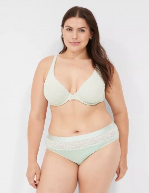 Light Green Lane Bryant Plunge with Lace Women Unlined Bra | SHE6877PY