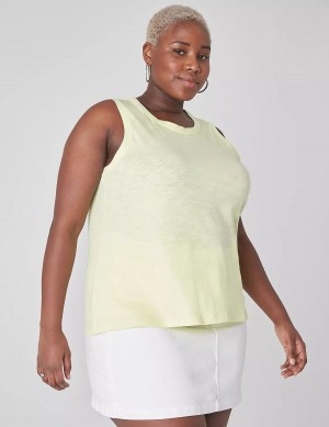 Light Green Yellow Lane Bryant Crew-Neck Women Tank Top | EDP2443PW