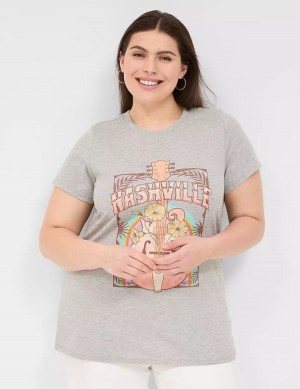 Light Grey Lane Bryant Nashville Graphic Tee Women T Shirts | RDW906QS