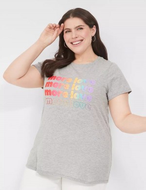 Light Grey Lane Bryant Pride Embroidered More Love Graphic Tee Women T Shirts | PJR5428FD