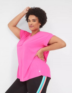 Light Pink Lane Bryant LIVI Soft Crew-Neck Recycled Tee Women T Shirts | LWG6591GS