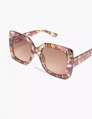 Multicolor Lane Bryant Butterfly Print Oversized Square Women Sunglasses | LYF1895DC