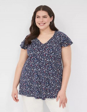 Multicolor Lane Bryant Easy Flutter-Sleeve Tee Women T Shirts | VXI9686YZ