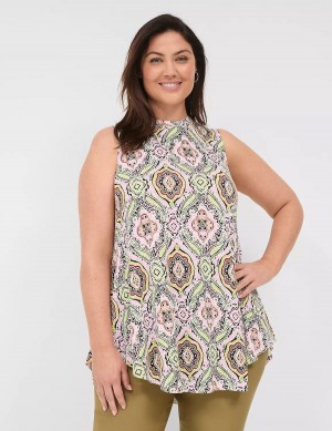 Multicolor Lane Bryant Max Swing Sleeveless High-Neck Tunic Women T Shirts | IEJ7052VR