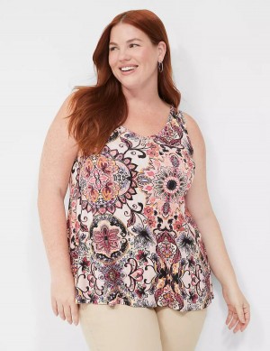 Multicolor Lane Bryant Swing V-Neck Women Tank Top | ENL781JP