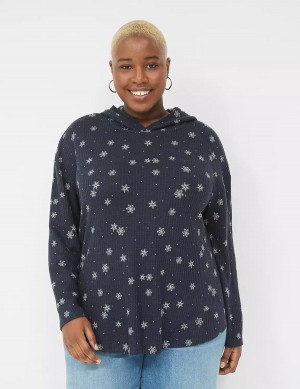 Navy Lane Bryant Long-Sleeve Curved-Hem Tee Women T Shirts | MBY5334HA