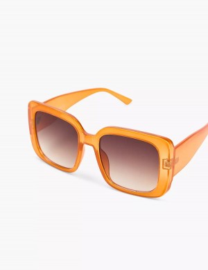 Orange Lane Bryant Crystal Orange Square Women Sunglasses | JGA4468KM