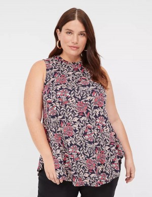 Pink Coral Lane Bryant Max Swing Sleeveless High-Neck Tunic Women T Shirts | PVB6073KX