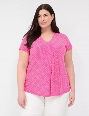 Pink Lane Bryant Cap-Sleeve Pleat-Front Top Women T Shirts | LRK237II