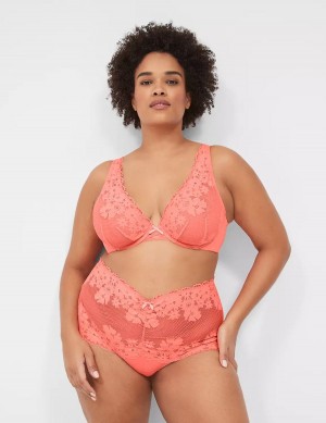 Pink Lane Bryant Fishnet Lace Plunge Women Unlined Bra | NCW2533QY