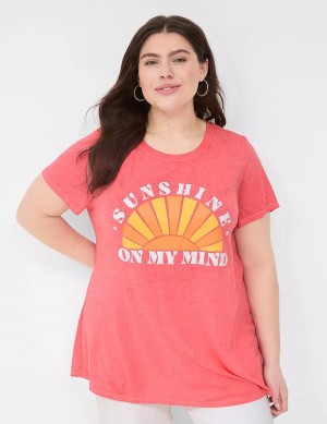 Pink Lane Bryant Glitter Sunshine On My Mind Graphic Tee Women T Shirts | TAL9525AK