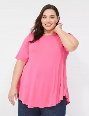 Pink Lane Bryant Max Swing Perfect Sleeve Crew-Neck Tee Women T Shirts | HZL9194OQ