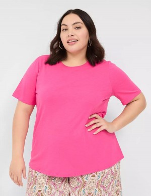 Pink Lane Bryant Perfect Sleeve Crew-Neck Tee Women T Shirts | LMV744DQ