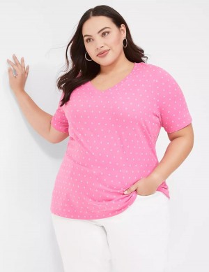 Pink Lane Bryant Perfect Sleeve V-Neck Tee Women T Shirts | VIL6270IB