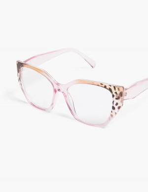 Pink Lane Bryant Pink & Cheetah Print Jelly Cateye Reading Women Glasses | NYU7034FE