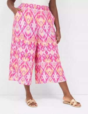 Pink Lane Bryant Pull-On Side-Slit Crop Women Pants | OYN3510TQ