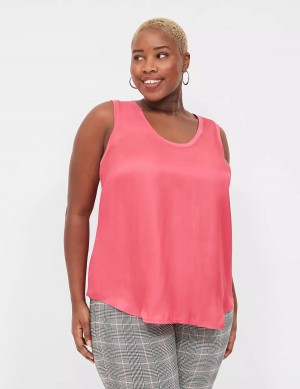 Pink Lane Bryant Satin & Matte Jersey Women Tank Top | TNY2184FL