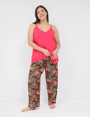 Pink Multicolor Lane Bryant DreamyCool Cami & Block Pant PJ Set Women Pajamas | EUA1844YA