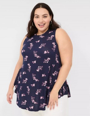 Pink Navy Lane Bryant Max Swing Sleeveless High-Neck Tunic Women T Shirts | GFY8931QA