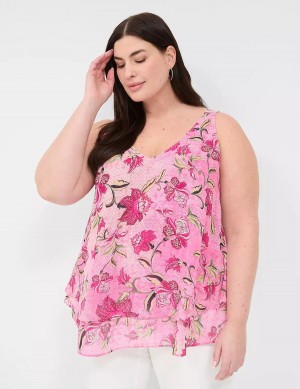 Pink Rose Lane Bryant Swing Double-Layer Chiffon Women Tank Top | TAY9956BE