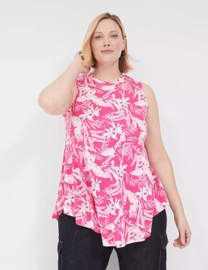 Pink White Lane Bryant Max Swing Sleeveless High-Neck Tunic Women T Shirts | BEF3658YB