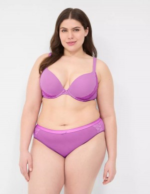 Purple Lane Bryant Cotton With Lace-Trim Women Hipster Panty | VWW4634NO