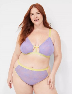 Purple Lane Bryant Delicate Lace Peek-A-Boo No-Wire Women Bralettes | DCC3279CD