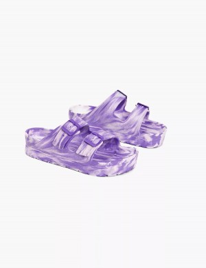 Purple Lane Bryant Double-Band Women Slide Sandals | WNQ7065JR